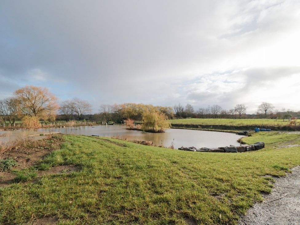 A landscape with a pond and trees at Lodge 7 in Stockton-on-Tees