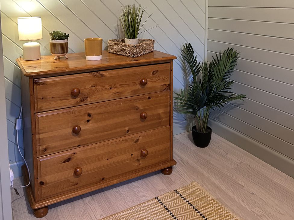 A dresser with a lamp and plants at Number 39 Bodmin