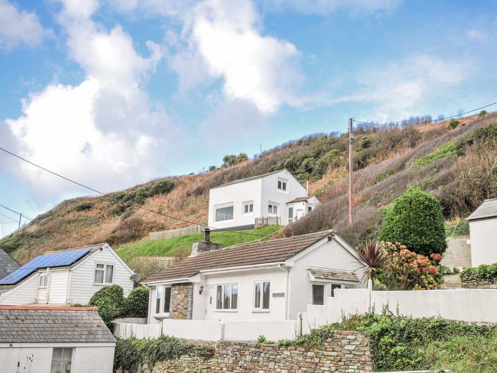 A house located on a hill with plants and garden at Little Ruffo in Trebarwith near Tintagel