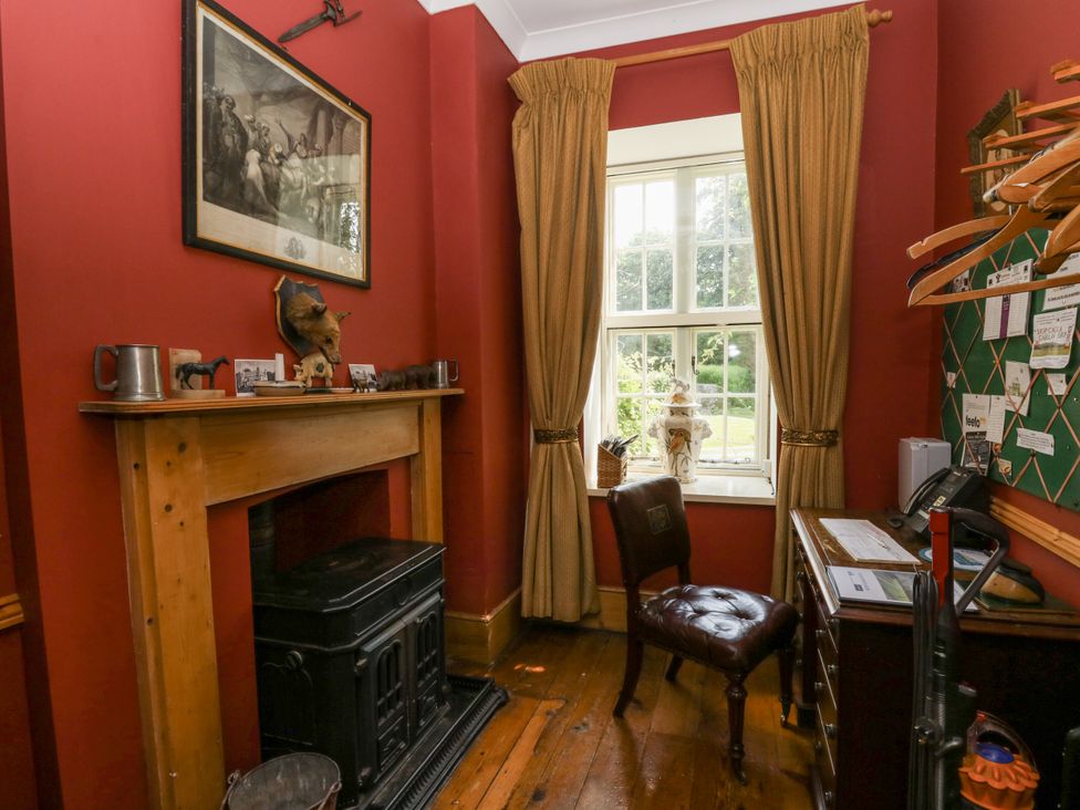 A study with a desk and chair at Plas Pontfaen near Fishguard and Newport, Pembrokeshire