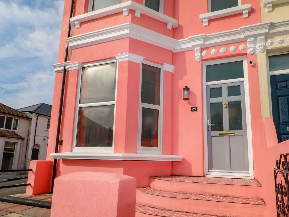 An entrance with stairs and windows at Hasting Heights in Hastings