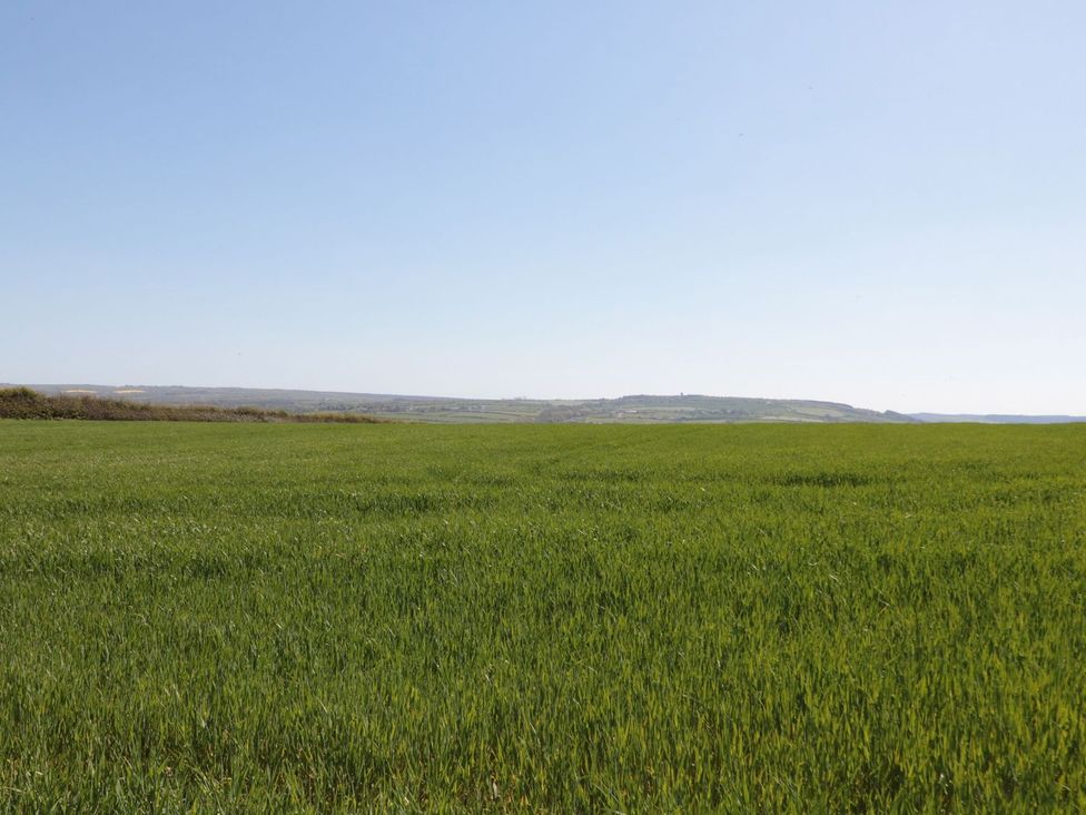 A green field with hills in the background at Maple Lodge in Whitby