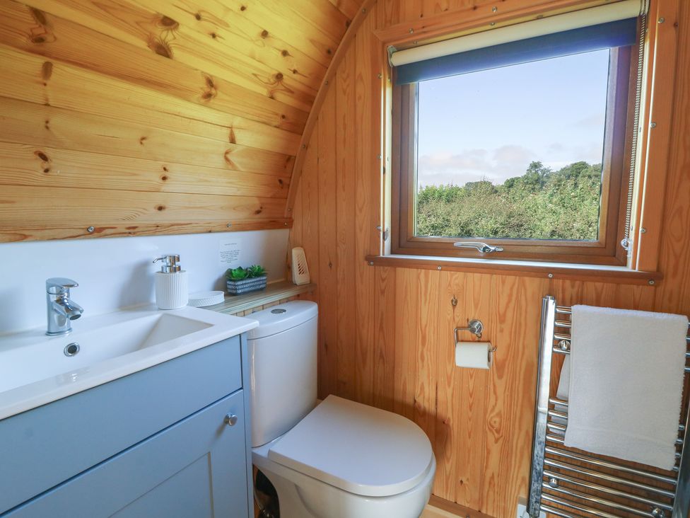 A bathroom with sink and toilet at Ty Twt Teifi in Tregaron