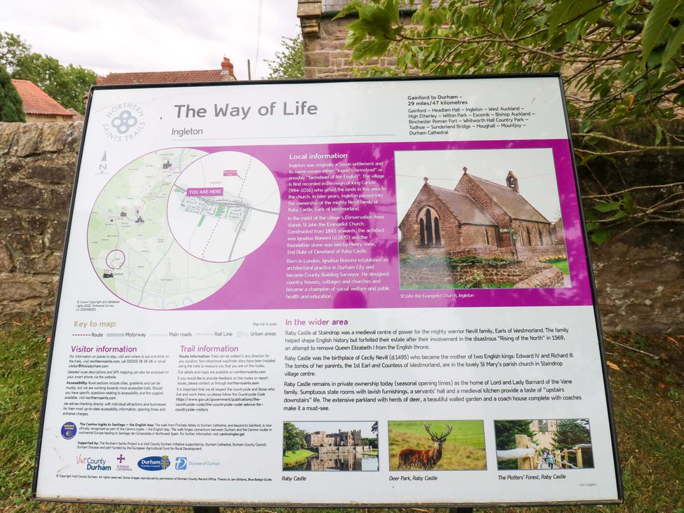 An information board with local details in Ingleton at Peace Cottage Langton near Gainford