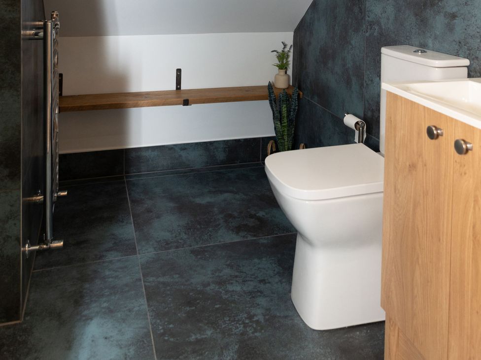 A bathroom with a toilet and hand wash basin at Golygfa Cwrt in Talybont