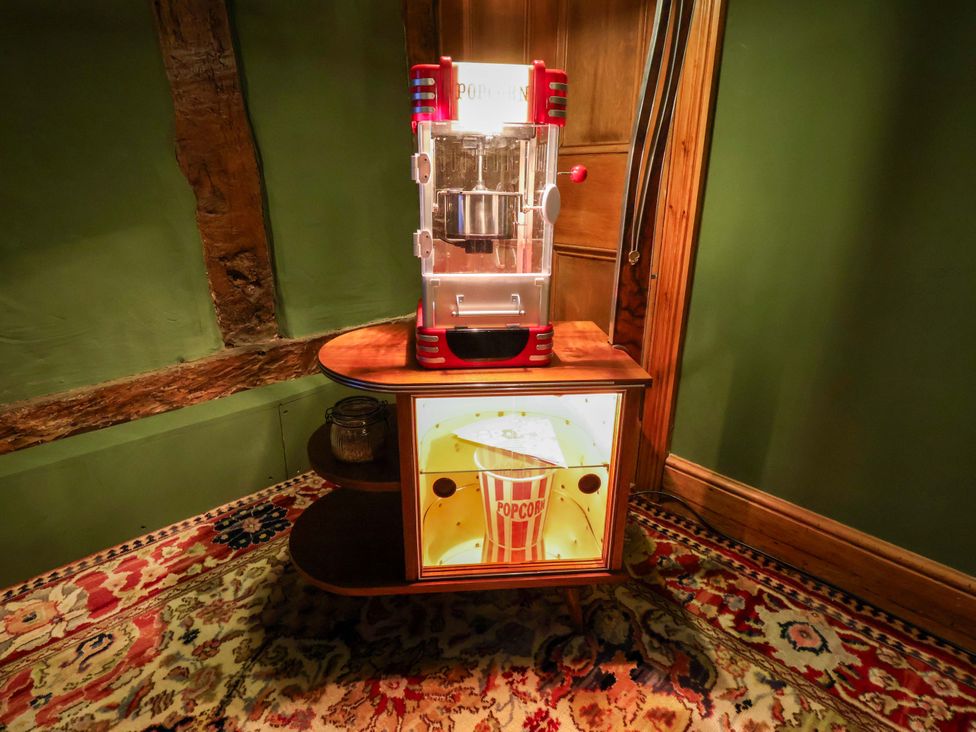 A popcorn machine on a counter in a snug at Mickle Trafford Manor, Chester