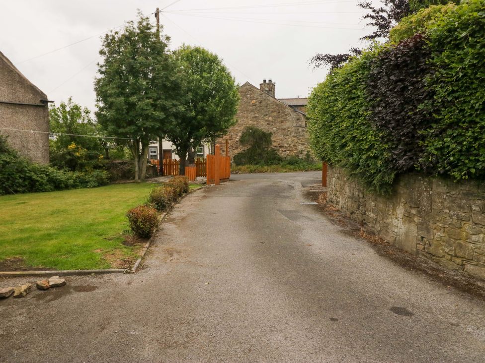 A road bordered by grass and trees at Yeat Stoup Cottage in Cockermouth