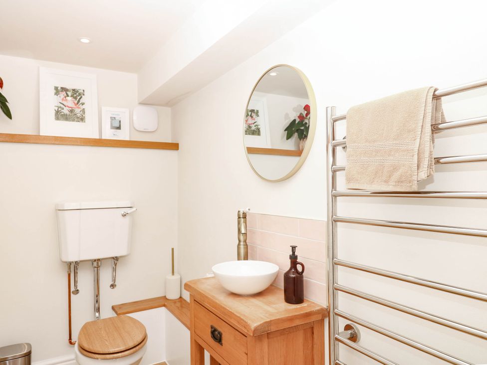 A bathroom with a sink and toilet at Higher Weekaborough Farm near Coombe Fishacre near Ipplepen