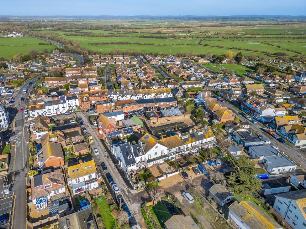 Aerial view of houses and fields at Marine House Pevensey Bay