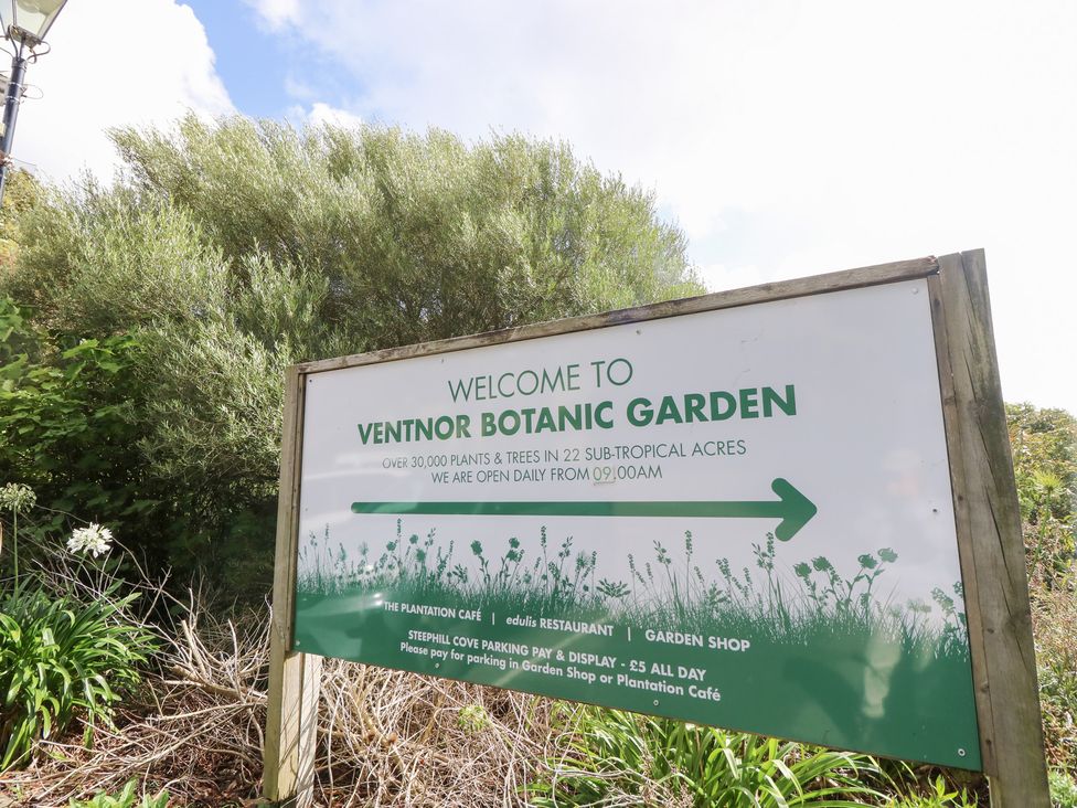 A welcome sign at Ventnor Botanic Garden in Chale near Niton