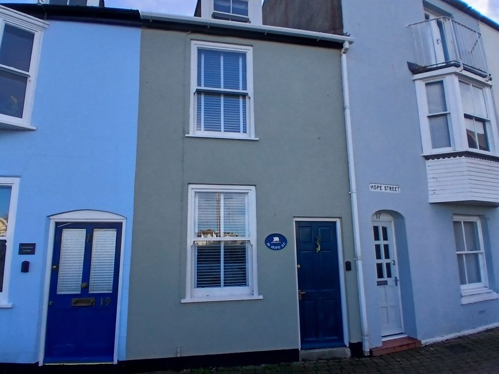 A wall of houses with doors and windows on Hope Street at Harbourside Weymouth