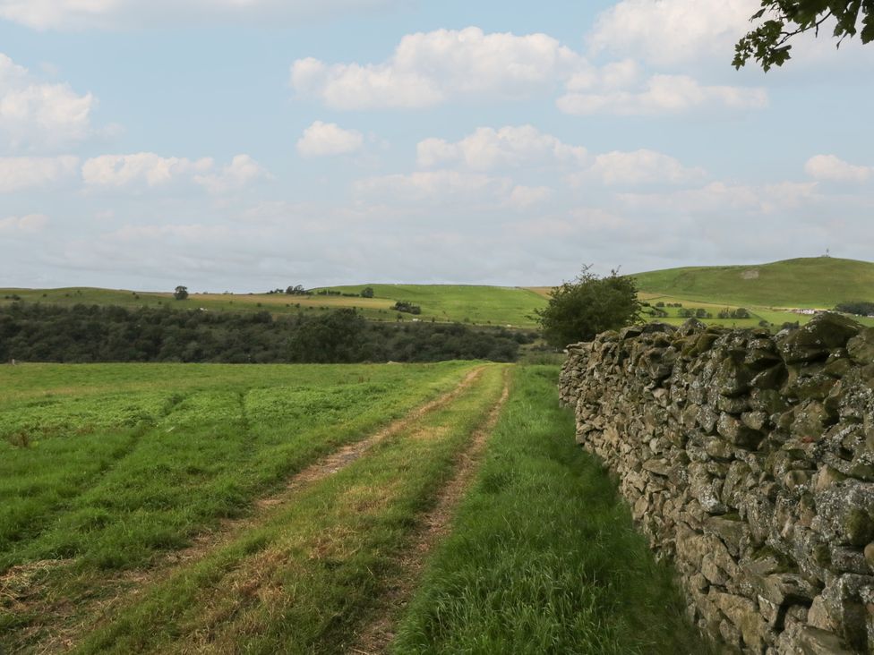 A path alongside a stone wall in a field at Howgill Head Kendal