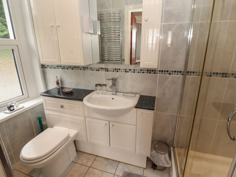 A bathroom with a sink and shower at High Cross in Keswick