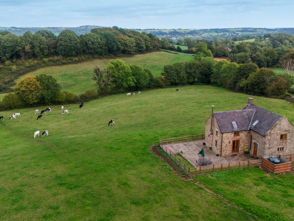 A house with cows grazing in a field at Lane Head Cottage Alderwasley near Wirksworth
