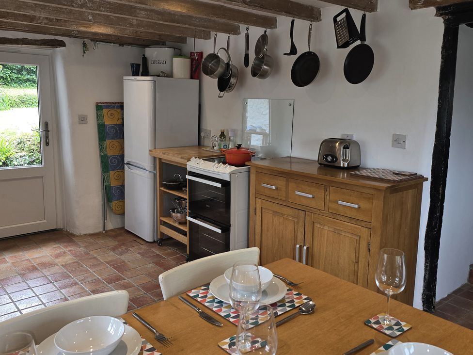 A kitchen with various appliances and utensils at Picket Mead Southleigh near Colyton