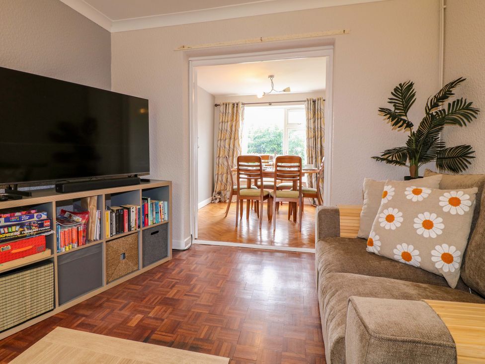 A living room with a television and sofa at Oxcroft View Oxcroft near Clowne
