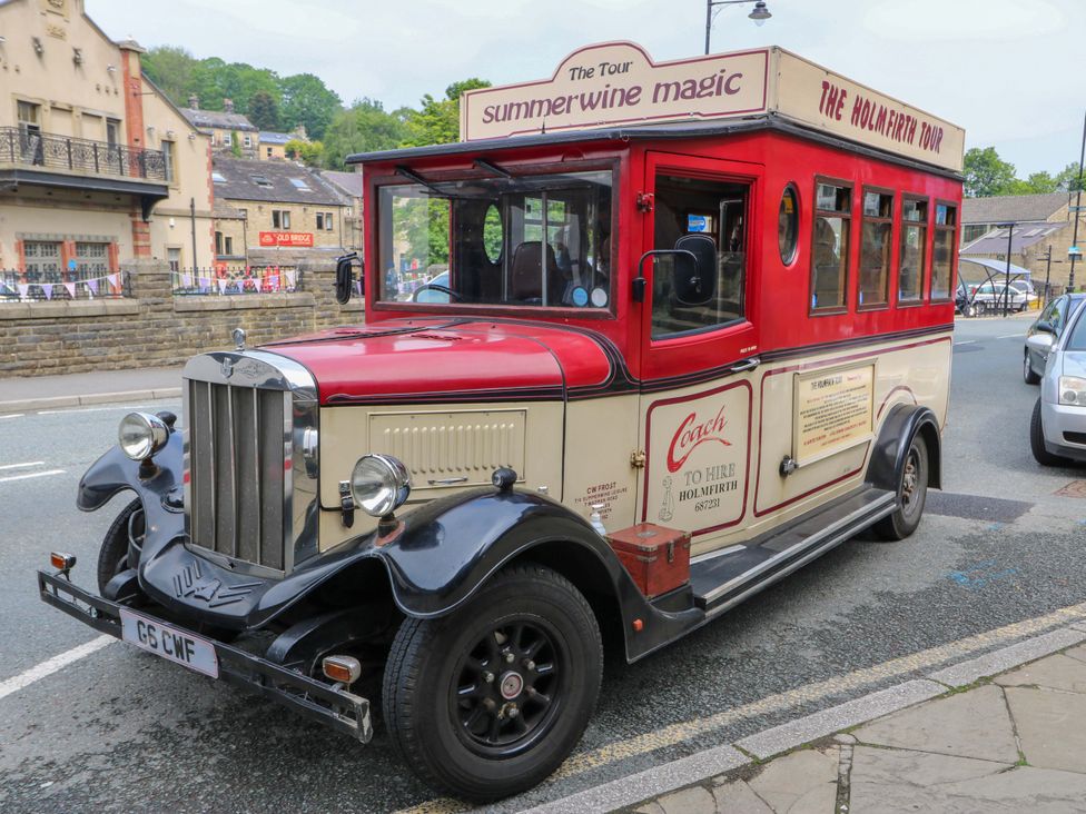 A vintage bus in Holmfirth at 1 Flush House Lane Holmbridge