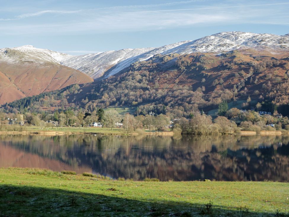 A landscape view of mountains and a lake at The Barn at Grasmere in Grasmere
