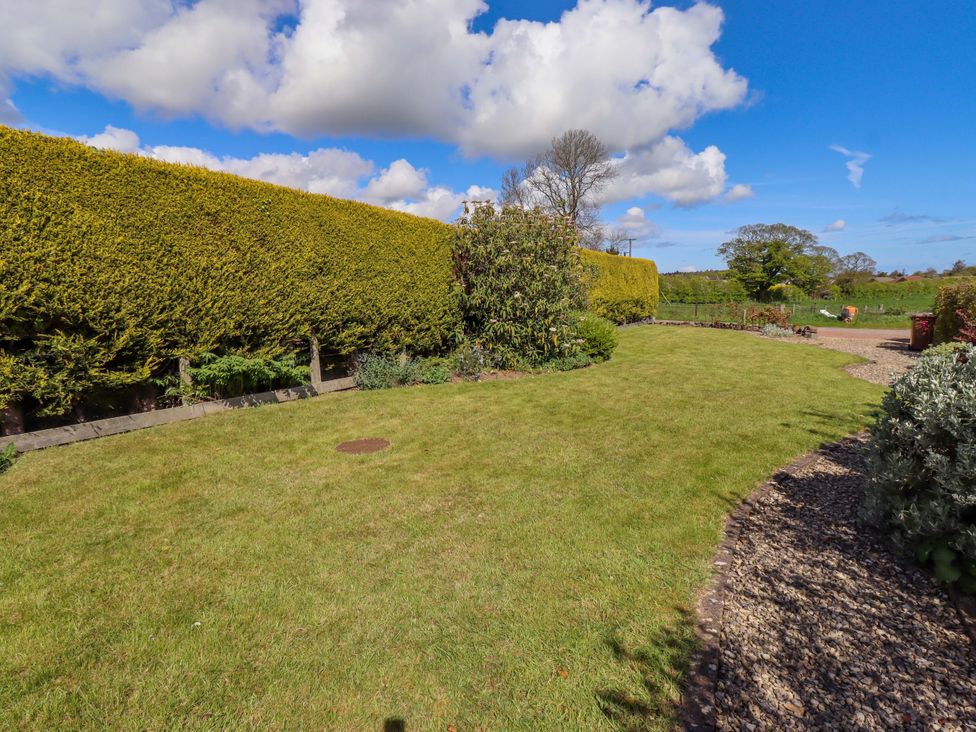 A garden with grass and shrubs at 3 Christon Bank Mews, Christon Bank