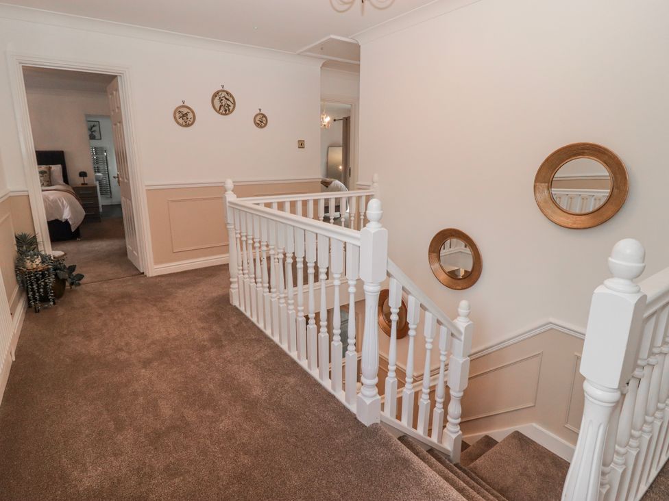 A staircase in a hallway at Carreg Llwyd in Groeswen near Trecenydd