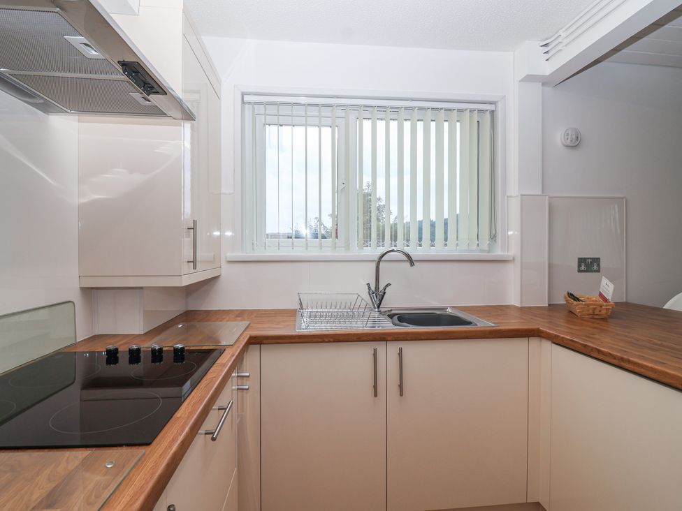 A kitchen with a stove and sink at Harcombe House Bungalow 25 in Chudleigh