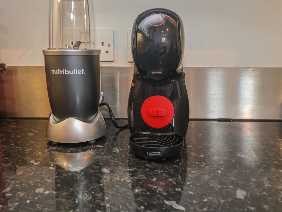 A nutribullet and coffee machine on kitchen countertop at 6 The Mews in Felixstowe, Suffolk