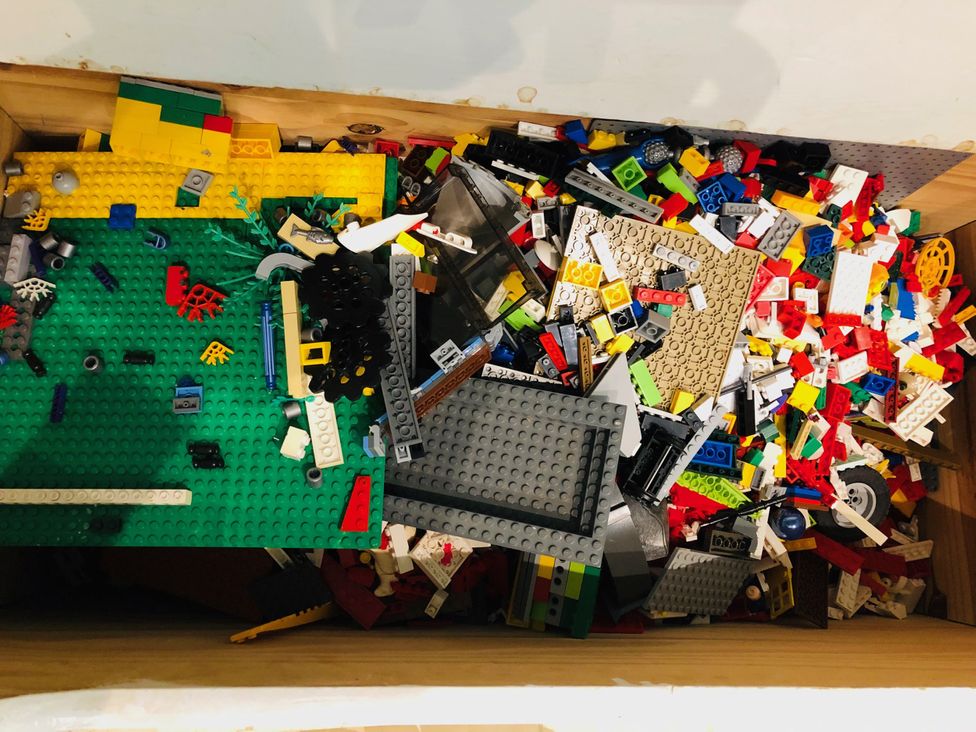 A collection of assorted Lego bricks and pieces in a playroom at Trenare in Truro