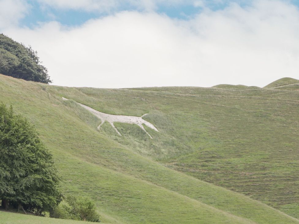 A hillside with a chalk figure on the slope at Hayloft in 