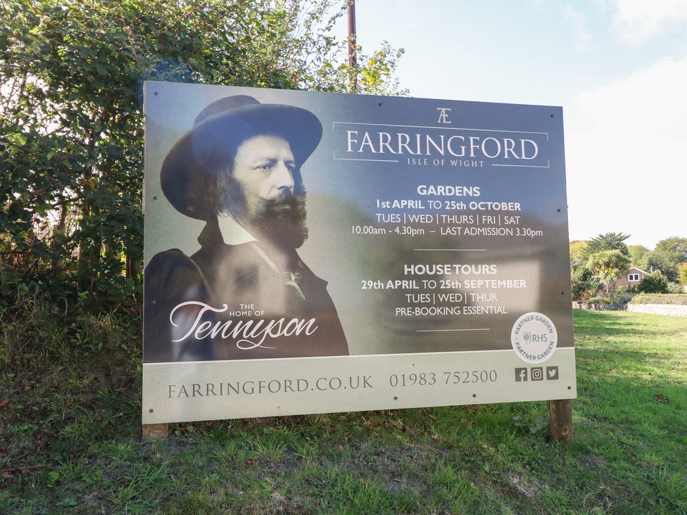 A sign with information about Farringford on the Isle of Wight