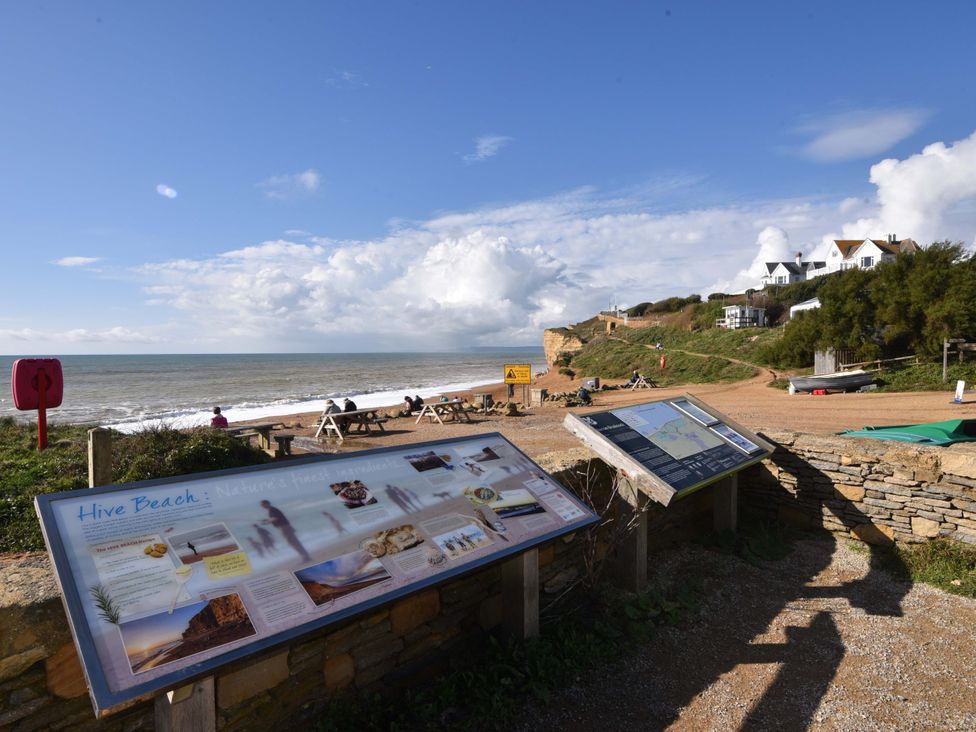 Signboards near Hive Beach at 2 Bredy Cottages Burton Bradstock
