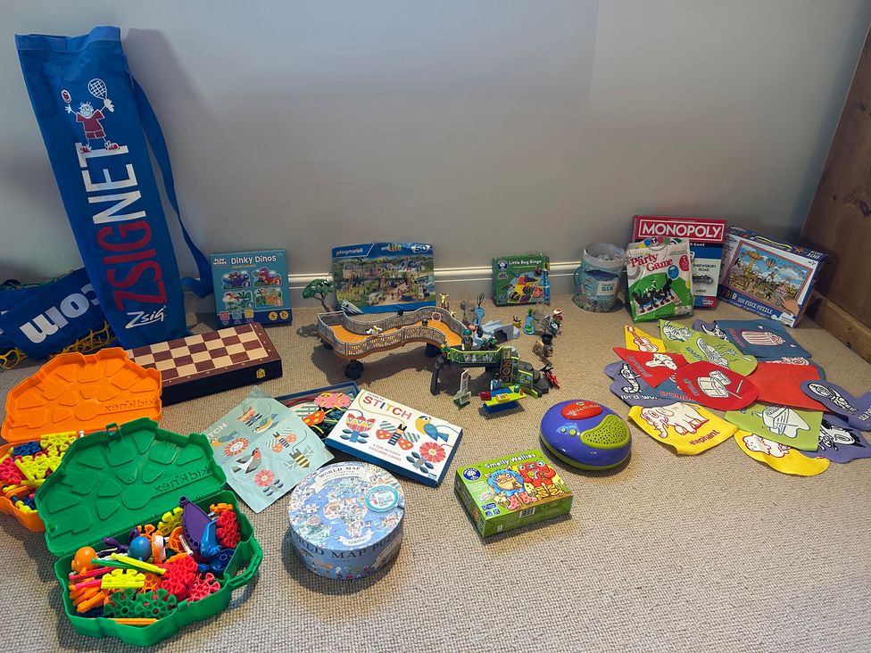 Various toys and games in a playroom at High Meadow Barn Thornton Rust near Bainbridge