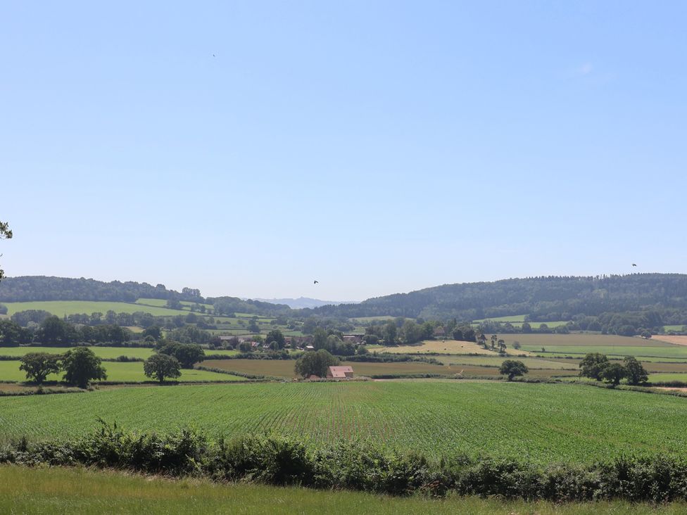 A landscape featuring fields and trees at The Fox Den in East Coker