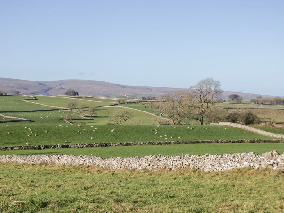 A scenic view of fields and sheep at Rocklands in Shap
