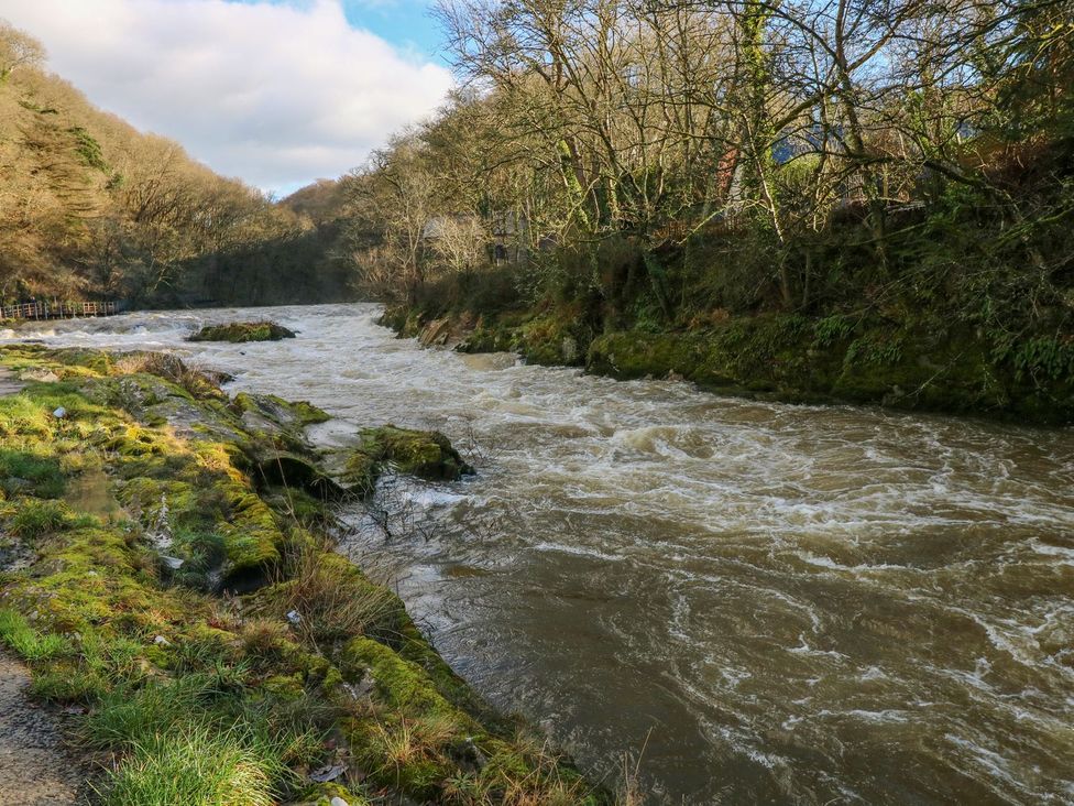 A river flowing past rocks and grass at Hafan Y Gof Newcastle Emlyn