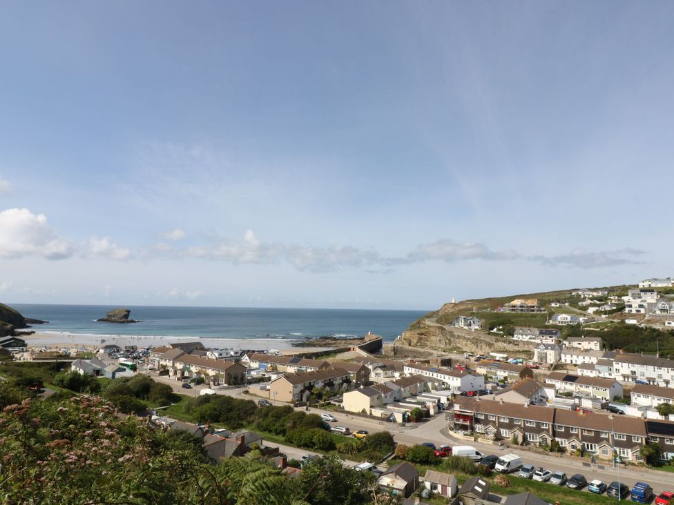 View of a beach and houses at Carn Brea in Redruth