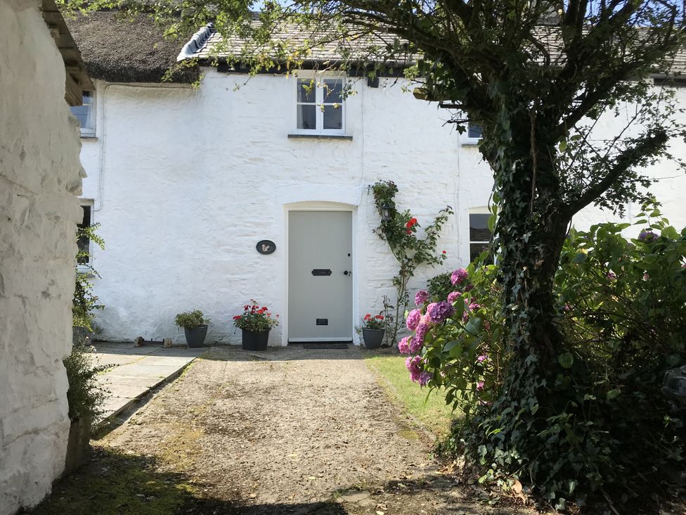 A building with a door and plants at Trevean in Crackington Haven