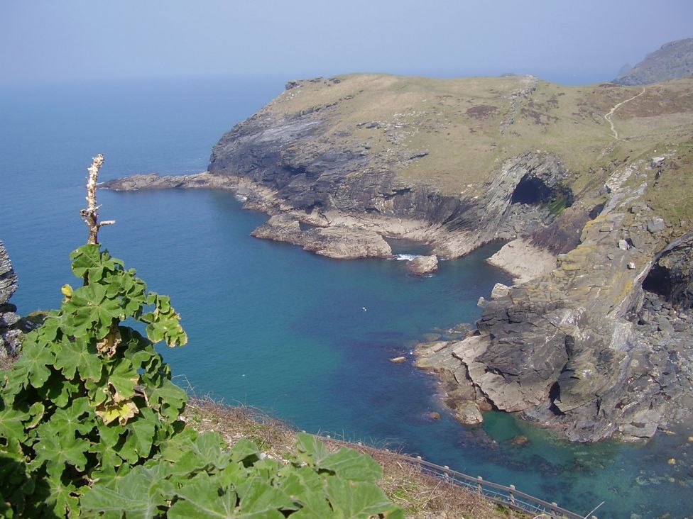 A coastal view of cliffs and ocean at Trevean in Crackington Haven