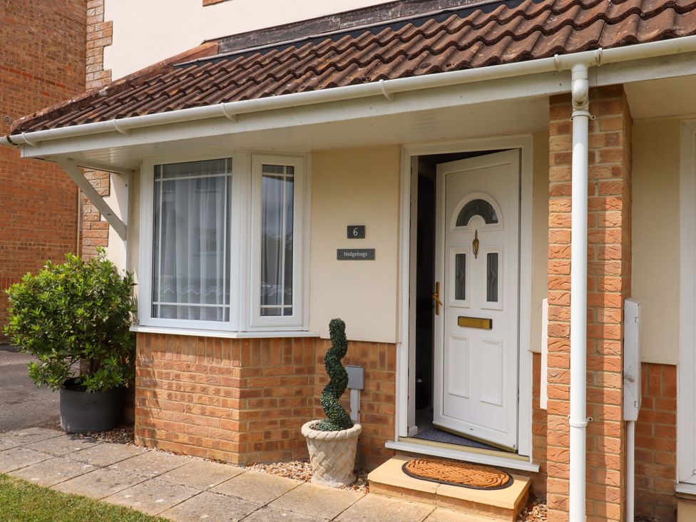 An entrance with a white door and plant at Hedgehogs in Barnstaple