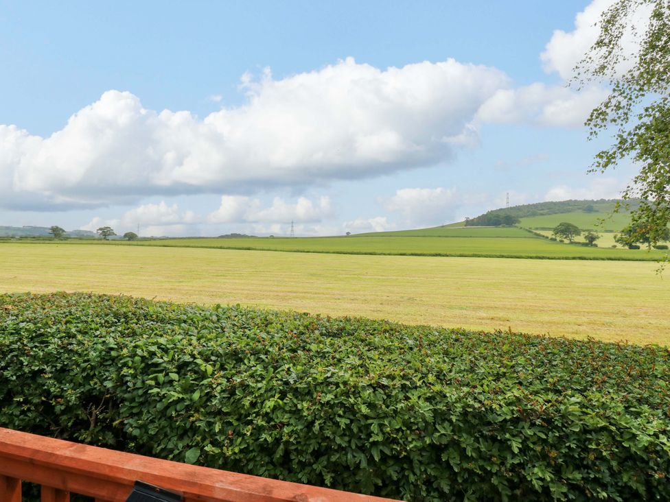 A view of a field with a hedge and clouds at Plot 12 in Carlisle