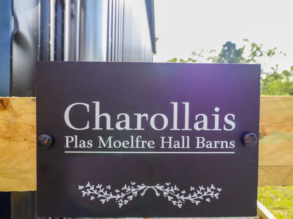 A sign for Charollais at Plas Moelfre Hall Barns in Oswestry