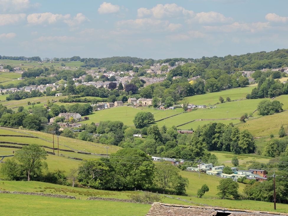 A landscape view of houses and fields at Myrtle Vista in Keighley