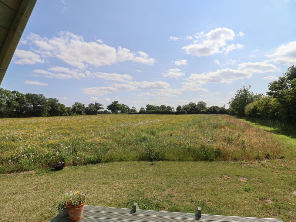 A field of flowers and grass with trees under a blue sky at 1 Bed Sleeps 2, Shared Bathroom, Monewden near Otley, Suffolk