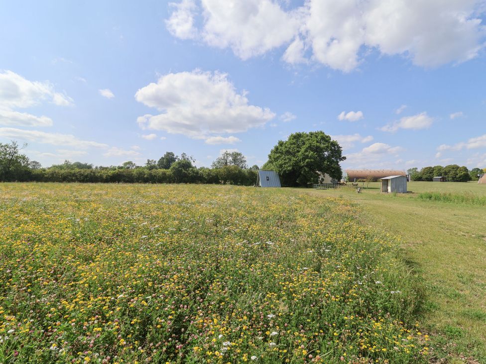 An outdoor area with wildflowers and buildings at 1 Bed Sleeps 2, Shared Bathroom in Monewden near Otley, Suffolk