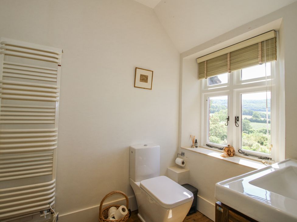 A bathroom with a toilet and sink at Uplands Dowerhouse in Wellington Heath near Ledbury