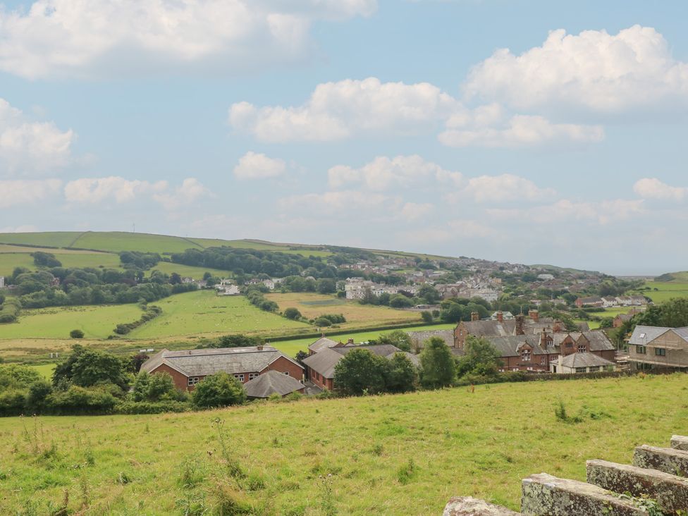 A view of fields and houses in the countryside at Hampton House, St. Bees