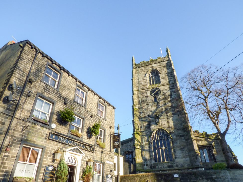 A view of The Castle Inn and church tower at Number 7 Canalside Skipton