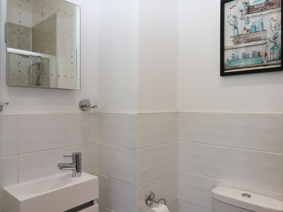 A bathroom with a washbasin and toilet at Littleham Court Manor in Littleham near Bideford