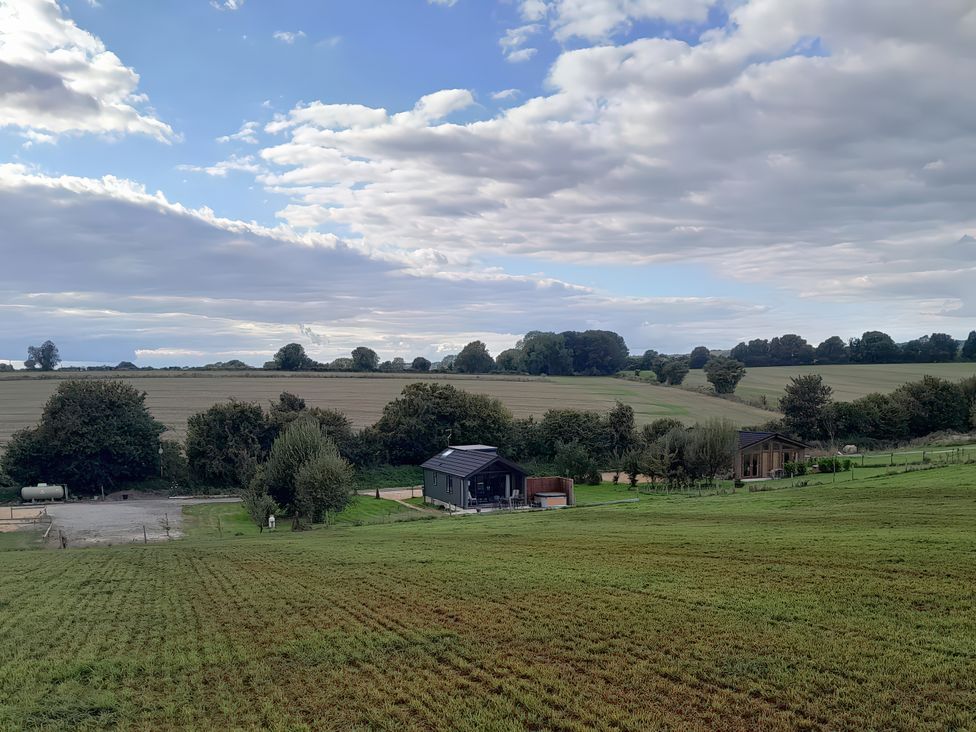 A house in a field with trees and a cloudy sky at The Buckland in Pentridge near Sixpenny Handley