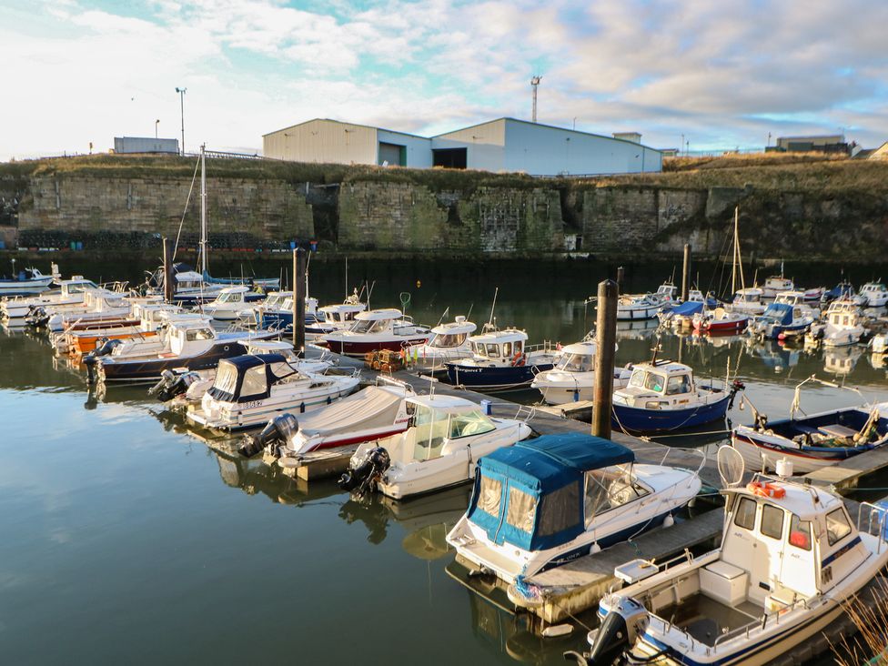 A collection of boats docked in water at 11 North Terrace Seaham
