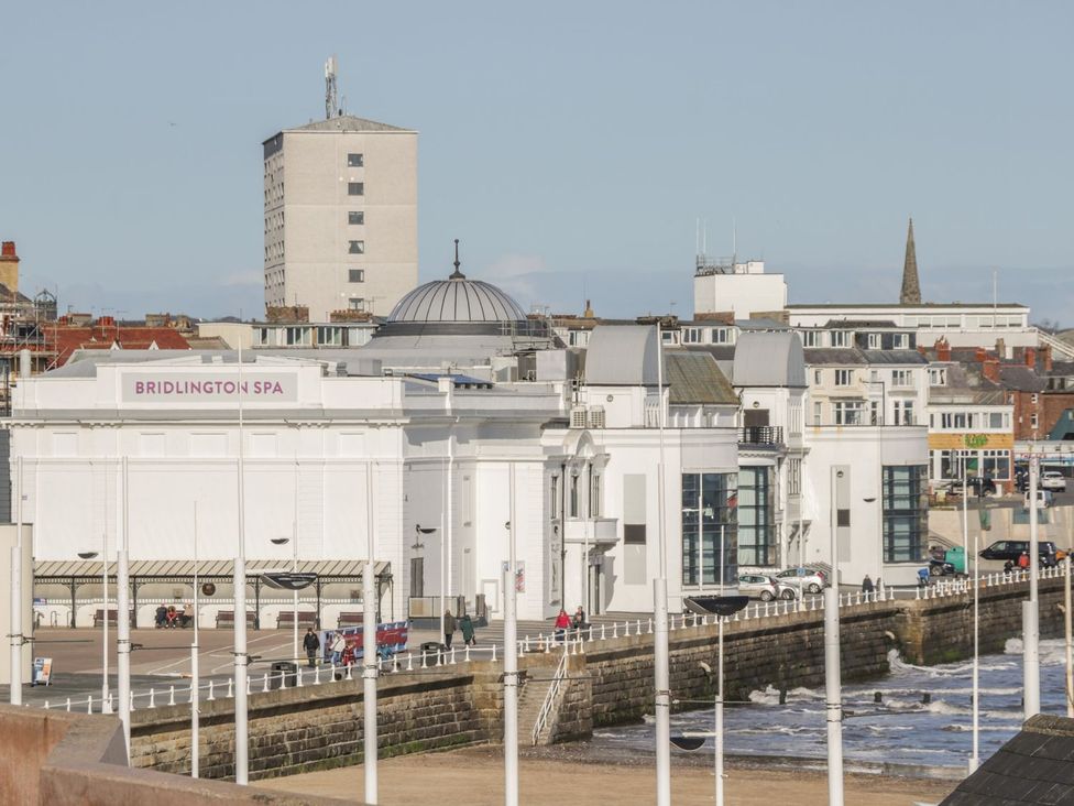 A view of Bridlington Spa and surrounding buildings in Bridlington